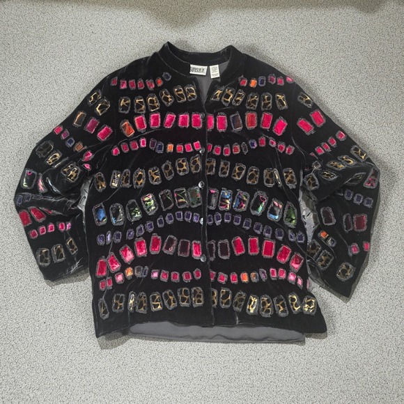 Chico's Jackets & Blazers - Chico's Design‎ Velvet Cutout Jacket Women 1 M Gothic Whimsigoth Artwear Grunge